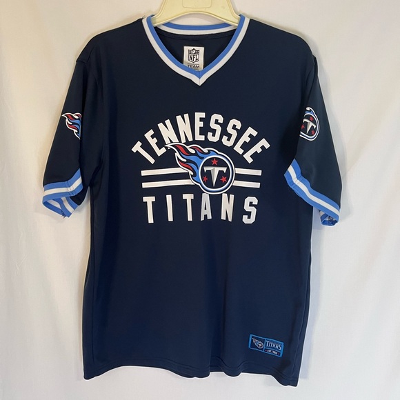 NFL Tennessee Titans Team Apparel Navy and White Jersey Sz L - Picture 1 of 5